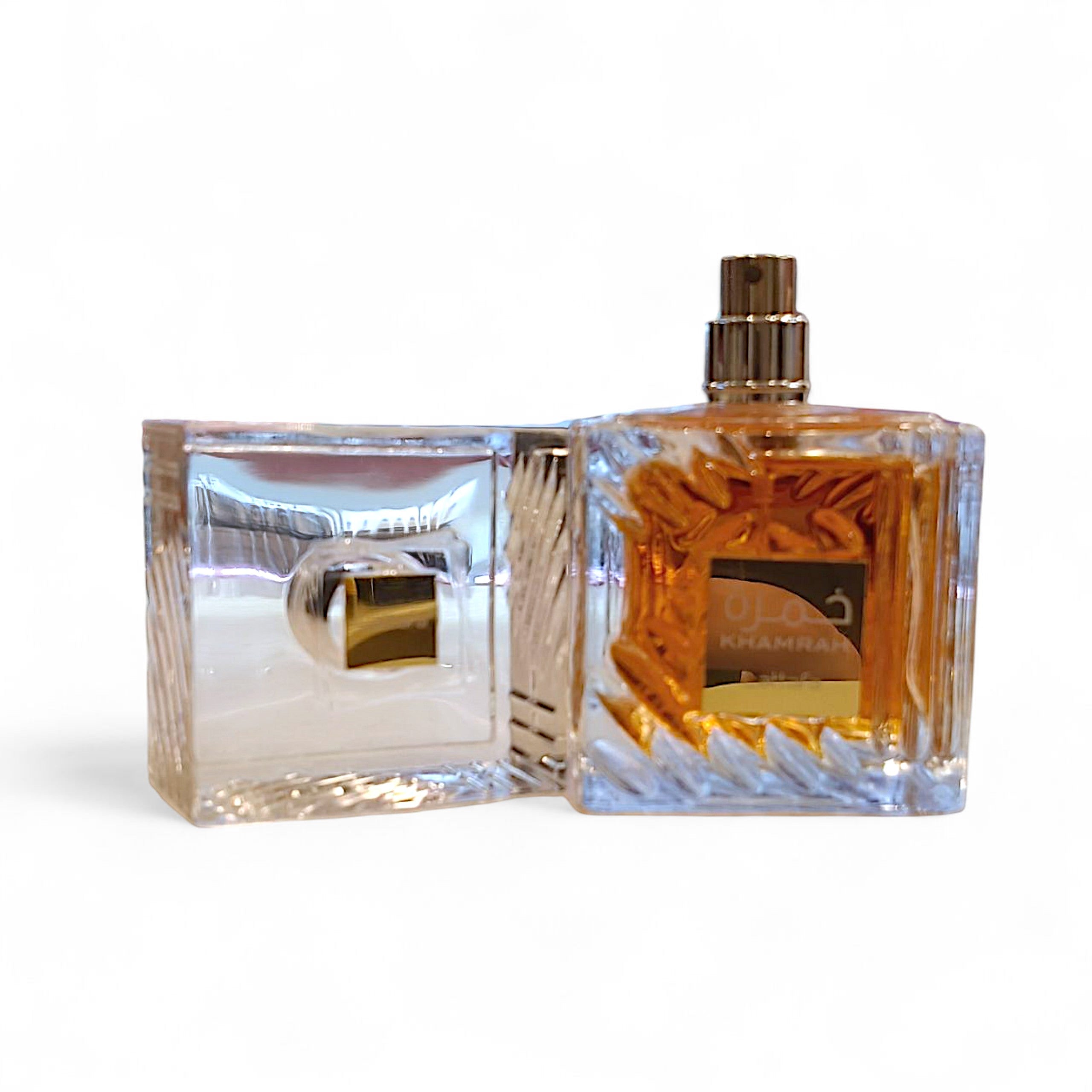 Lattafa Khamrah 100 ml – vedere cu pulverizatorul expus