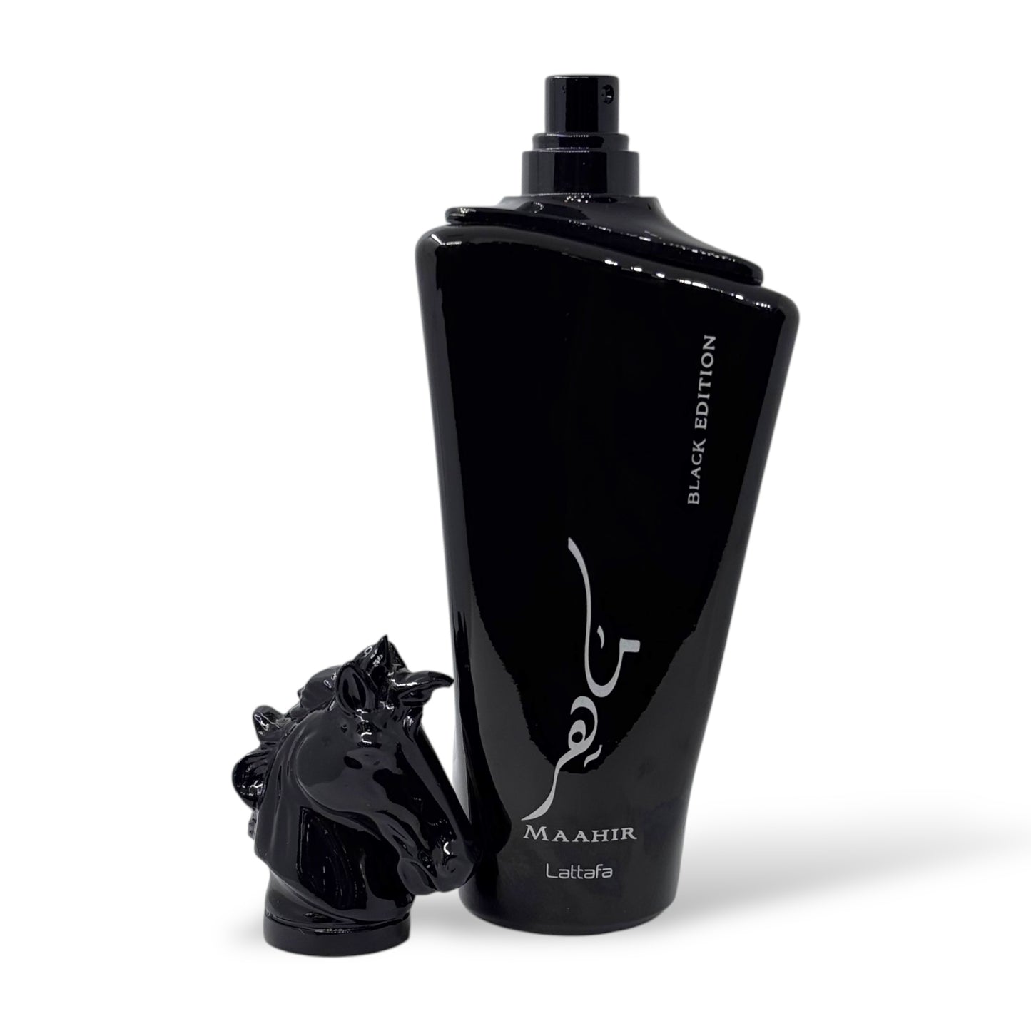 Lattafa Maahir Black Edition 100 ml – vedere cu capacul detașat